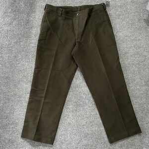 Charleston Khakis Pants Men 40x31 Green Classic Fit Brush Cotton Chino Trousers